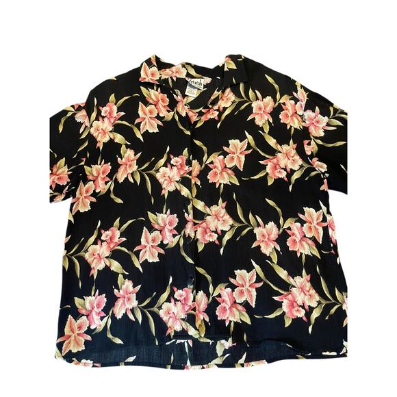 Vintage Krush of California Short Sleeve Floral Button Down Casual Shirt--Large - Picture 1 of 6